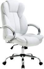 Ergonomic Office Chair Cheap Desk Chair PU Leather Computer Chair,White - Furniture4Design