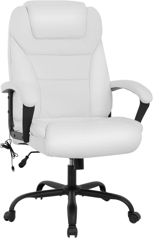 Ergonomic White Big and Tall Office Chair with Lumbar Support - Furniture4Design