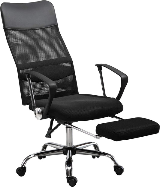 Executive High Back Mesh Office Chair with Footrest and Lumbar Support - Furniture4Design