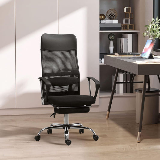 Executive High Back Mesh Office Chair with Footrest and Lumbar Support - Furniture4Design