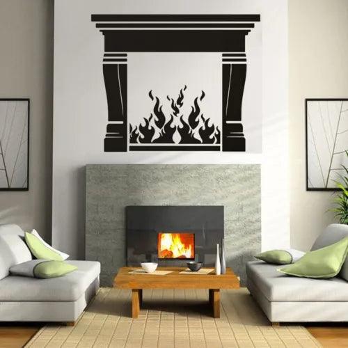 Fireplace Wall Sticker Fire Home Decor Vinyl Mural Living Room Warm Art Decal - Furniture4Design