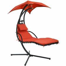 Hanging Chaise Lounge Chair w/ Arc Stand,Air Porch Swing Hammock Chair w/ Canopy - Furniture4Design