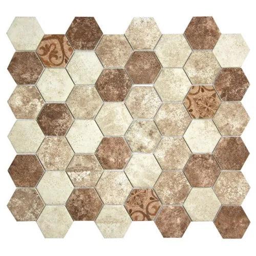 Hexacycle Tan Hexagon Recycled Glass Tile Kitchen Bathroom Fireplace Backsplash - Furniture4Design