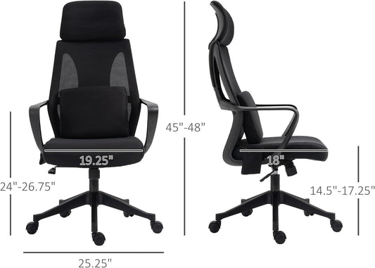 High Back Office Chair with Massage Lumbar Support & Rocking Function - Furniture4Design