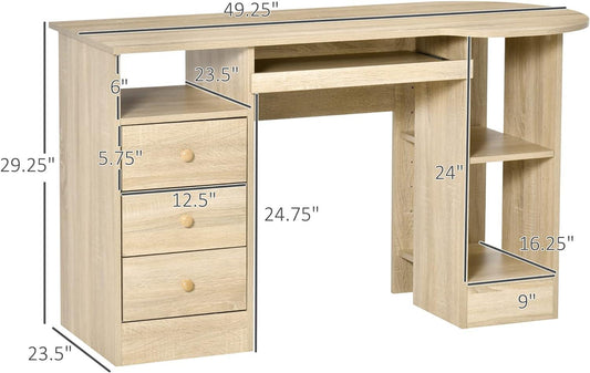 Home Office Computer Desk with Adjustable Shelves and Drawers, Contemporary Workstation for Study and Living Room - Furniture4Design