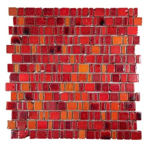 Ice Age Fire Red Rustic Glass Tile Kitchen Bathroom Fireplace Wall Backsplash - Furniture4Design