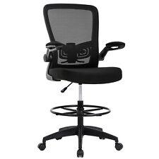Mesh Drafting Chair Tall Office Chair Drafting Stool with Arms Footrest - Furniture4Design