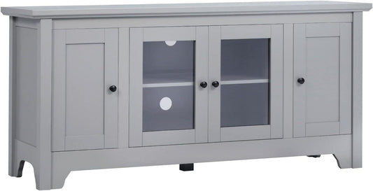 Modern Grey TV Stand with Glass Door Storage for TVs up to 60 - Furniture4Design