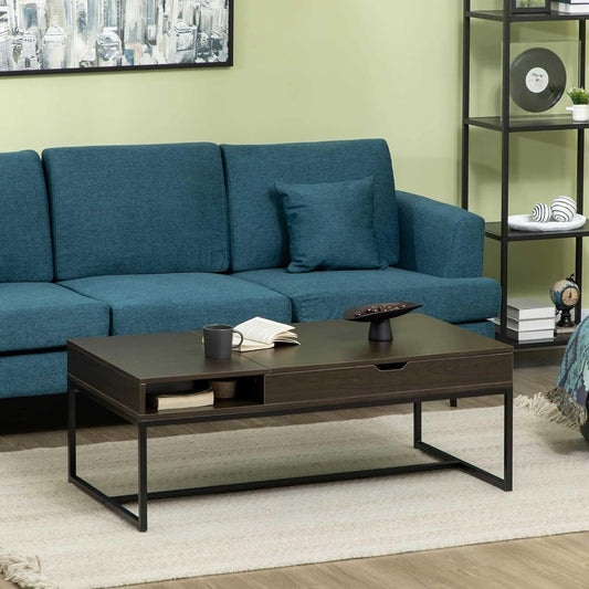 Modern Industrial Flip Top Coffee Table with Storage Shelf - Furniture4Design