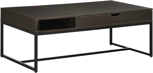 Modern Industrial Flip Top Coffee Table with Storage Shelf - Furniture4Design