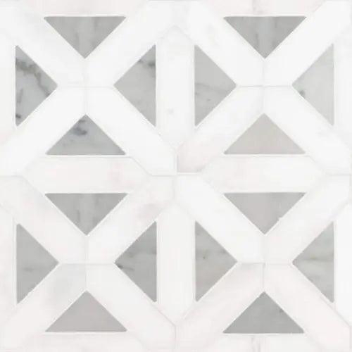 MSI Mosaic Tile 12" Flat Edge Geometric Polished Marble White (10-Sq-Ft/Case) - Furniture4Design