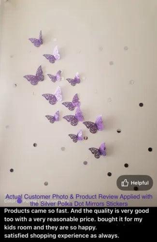 NEW 12 Pc Metallic Purple 3D Butterflies Hollow Floral Wings Posable Wall Decor - Furniture4Design