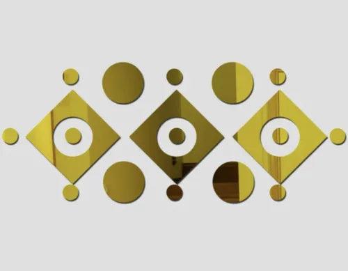 NEW 18 Pc Gold Mirror 60’s Retro Astro Geometric Wall Decor Acrylic Stickers Set - Furniture4Design