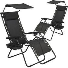 New 2 PCS Zero Gravity Chair Lounge Patio Chairs with canopy Cup Holder HO20 - Furniture4Design