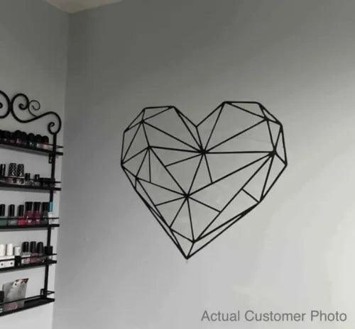 NEW 24” x 24” 3D Geometric Heart Black Wall Sticker Door Furniture Vinyl Decal - Furniture4Design