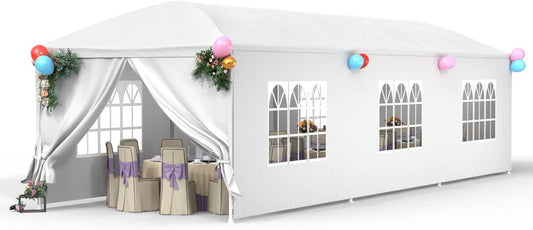 Outdoor Event Canopy Gazebo with Removable Walls White 10'x30' - Furniture4Design