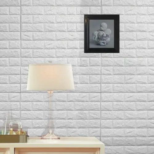 Pack of 10 | 58 Sq.Ft White Peel and Stick 3D Foam Brick Wall Tile - Furniture4Design