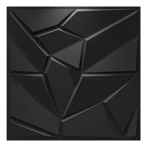 PVC 3D Wall Panels, Plastic Decorative Wall Tile in Black 12-Pack - Furniture4Design