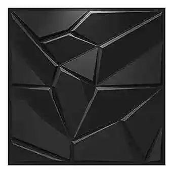 PVC 3D Wall Panels, Plastic Decorative Wall Tile in-Pack 19.7"×19.7" 12 Black - Furniture4Design