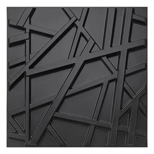 PVC Decorative Textures Black 3D Wall Panels for 32 Square Feet Stripes-Black - Furniture4Design