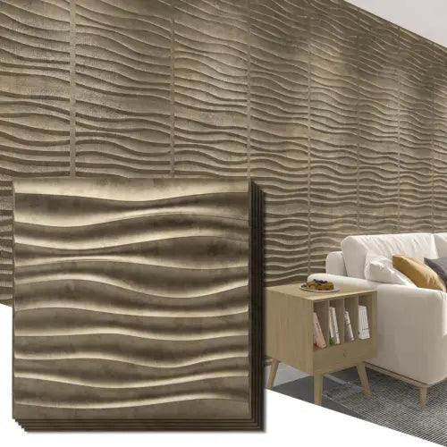 PVC Wave Panels for Interior Wall Decor, Antique Gold Textured 3D Wall Tiles,... - Furniture4Design