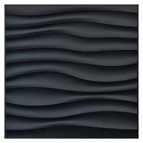 PVC Wave Panels for Interior Wall Decor Textured 3D Wall Tiles, 19.7" x Black - Furniture4Design