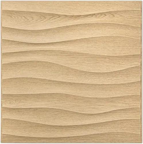 PVC Wave Panels for Interior Wall Decor, Wood Brown Textured 3D Wall Tiles，19.7" - Furniture4Design