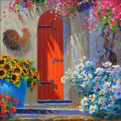Red Door Accent & Decor Tile Mikki Senkarik Art Floral Landscape MSA177AT - Furniture4Design