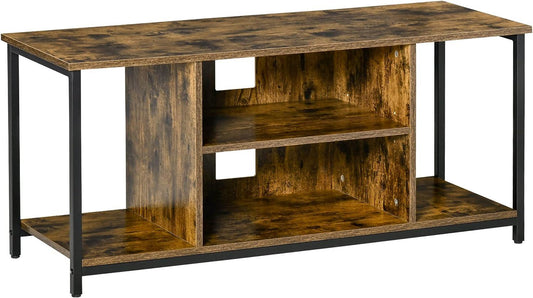 Rustic Brown TV Stand with Open Storage Shelves for TVs Up to 55 Inches - Furniture4Design