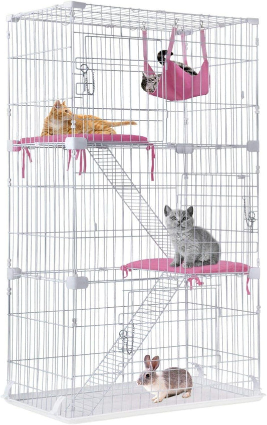 Spacious Cat Playpen with Hammock, Shelves, and 3 Beds - 67 inches - Furniture4Design
