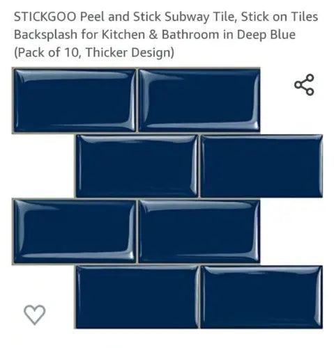 STICKGOO Premium Peel & Stick 3D Wall Tiles Deep Blue 15 pieces New Open Box - Furniture4Design