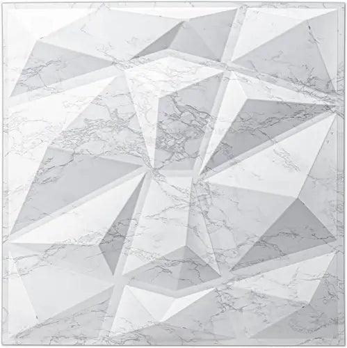 Textures 3D Wall Panels Glossy White Marble Diamond Design for Interior Wall Dec - Furniture4Design