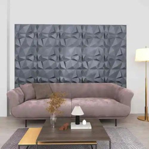 Tidyard 3D Wall Panels 12 pcs 19.7"x19.7" Diamond Gray 32.3 ft² Interior R6D1 - Furniture4Design