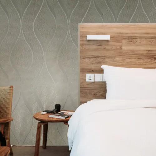 Triangle geometric Brass metallic tiles wavy lines textured waves Wallpaper roll - Furniture4Design