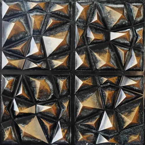 Vintage Embossed Ceiling Tiles 3D Wall Panels Decor PLM101 Black copper 10pcs - Furniture4Design