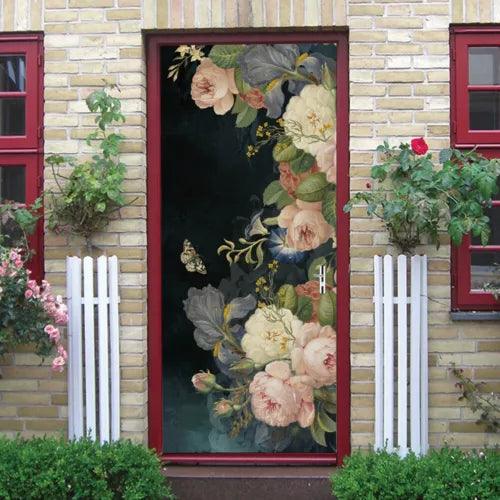 Vintage Floral Leaves 3D Door Stickers Decal Mural Waterproof Adhesive Wallpaper - Furniture4Design
