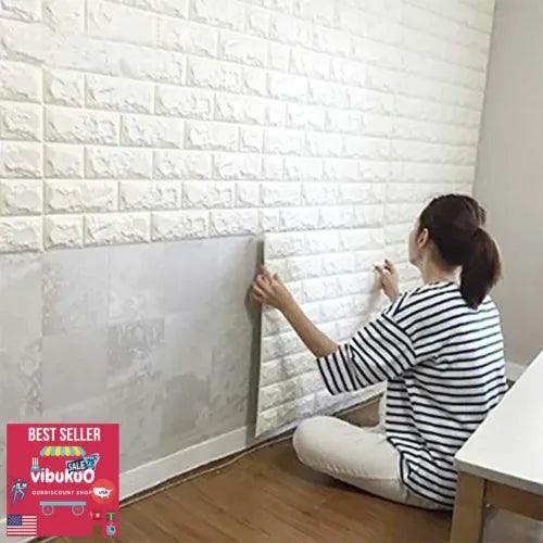 Wall Stickers 3D Brick PE Foam Self-Adhesive Wallpaper Removable Waterproof+10Pc - Furniture4Design