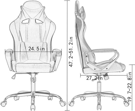 White Ergonomic High-Back Gaming Chair with Lumbar Support and Swivel Feature - Furniture4Design