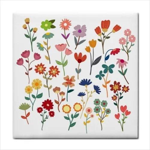 Wildflowers Floral Flower Art Backsplash Border Craft Ceramic Tile - Furniture4Design
