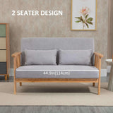 55 Cozy Bedroom Loveseat with Velvet Touch Surface and Rubber Wood Frame, Gray - Furniture4Design