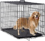 Large Folding Dog Crate with Double Door, Tray, and Handle - Furniture4Design