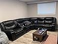 Modern Air Faux Leather Reclining Sofa with Cup Holders and Curved Design for Living Room - Furniture4Design