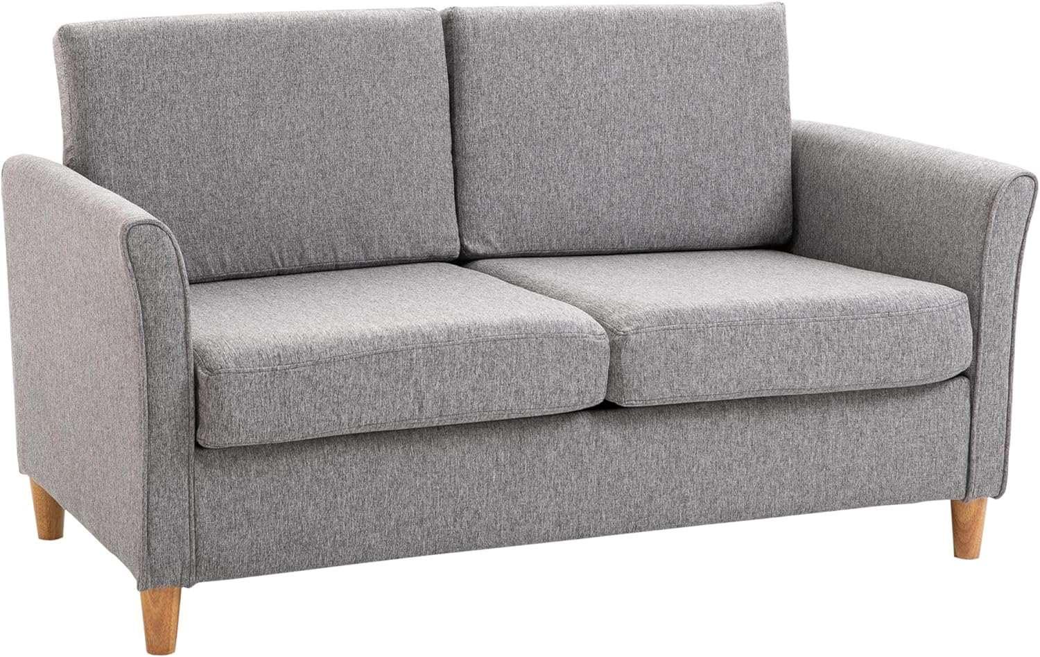 Ultimate Comfort 2-Seater Loveseat Sofa with Wooden Legs, Light Grey - Furniture4Design