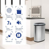 13 Gallon Touchless Stainless Steel Trash Can with Automatic Lid - Furniture4Design