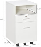 2 Drawer Filing Cabinet with Lock, Vertical File Cabinet with Wheels, Mobile Office Cabinet for A4, Letter Size, White - Furniture4Design