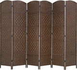 6-Panel Foldable Wood Room Divider - Portable Privacy Partition, Brown - Furniture4Design