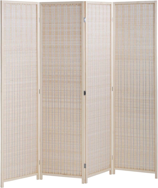 Bamboo 4-Panel Folding Room Divider for Home and Living Spaces (Natural) - Furniture4Design