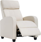 Comfortable Beige PU Leather Recliner Chair for Living Room - Furniture4Design