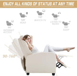 Comfortable Beige PU Leather Recliner Chair for Living Room - Furniture4Design