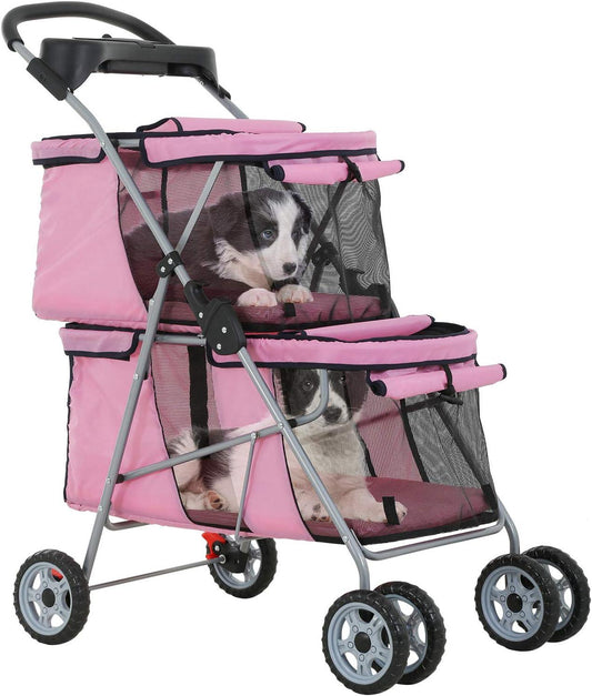 Easy Fold Dog and Cat Jogger Stroller with Safety Features and Storage - Furniture4Design